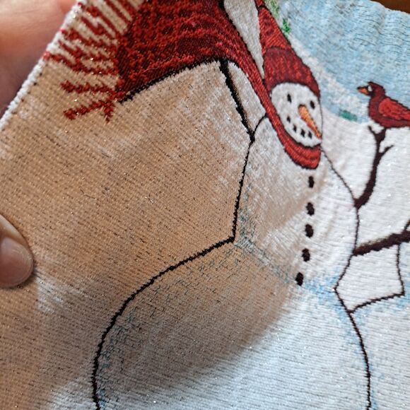 Snowman Placemats Winter Holiday Christmas Cloth Set of 4 Subtle Glitter Used - Picture 3 of 5